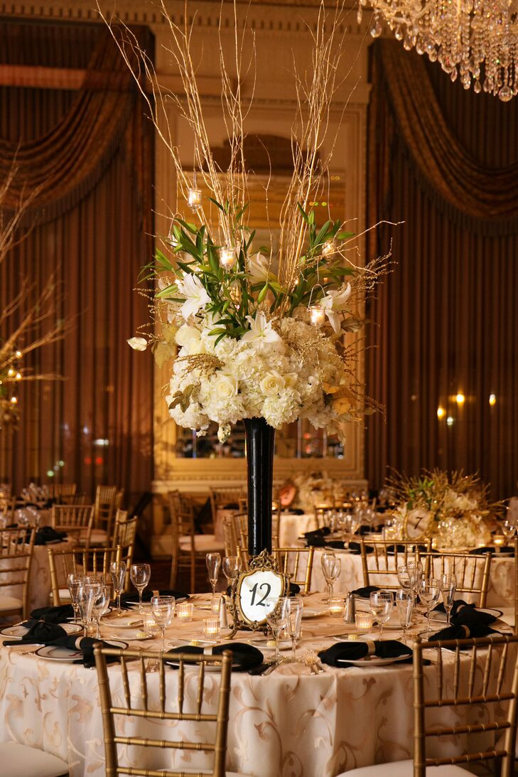 Black And Gold Wedding Theme
 Formal Winter Wedding at Missouri Athletic Club in St