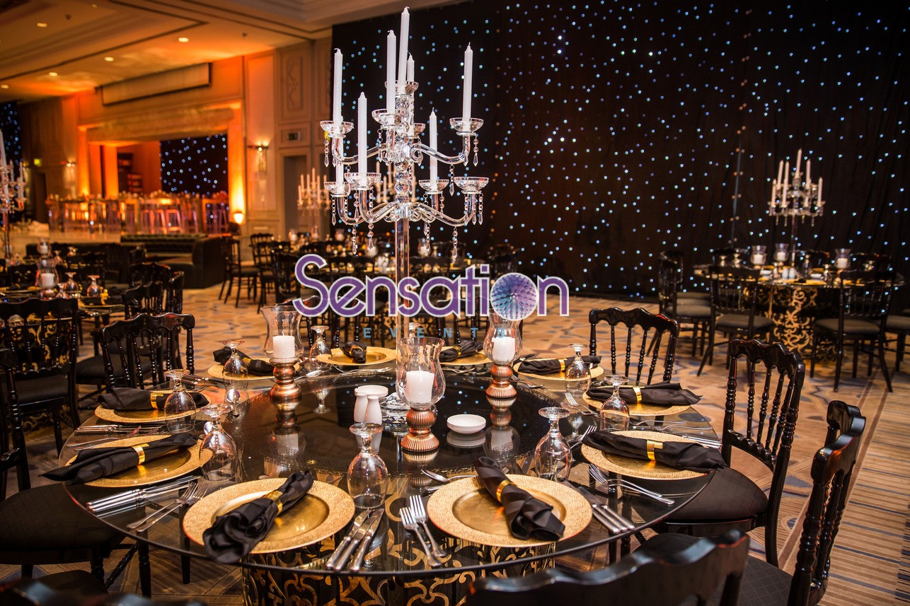 Black And Gold Wedding Theme
 A Classic Elegant Engagement Party in Black and Gold