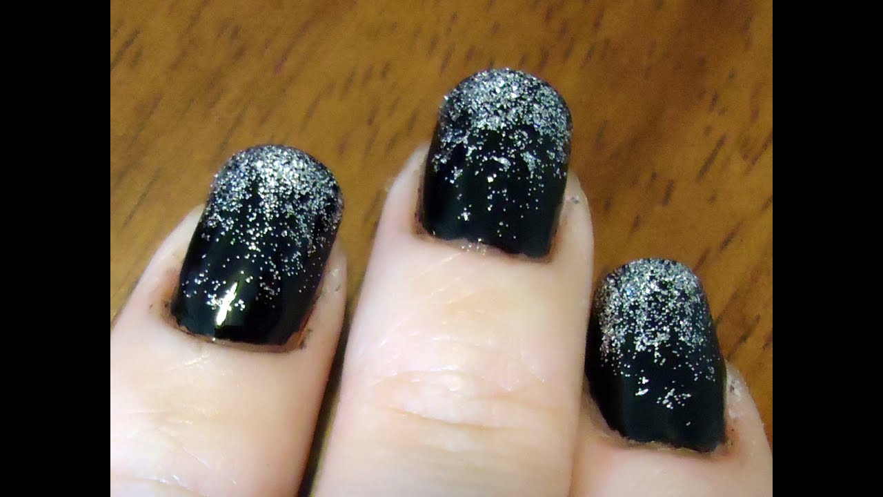 Black And Silver Glitter Nails
 Black and Silver Gra nt Glitter Nail Tutorial