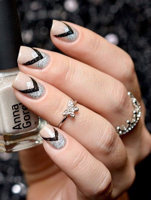 Black And Silver Glitter Nails
 70 Stunning Glitter Nail Designs 2017