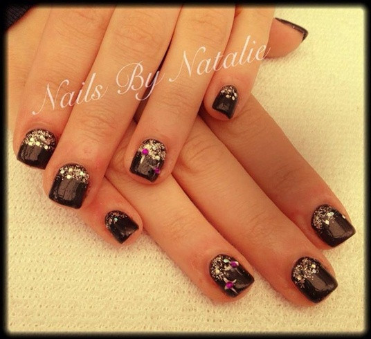 Black And Silver Glitter Nails
 Black & silver glitter nails Nail Art Gallery