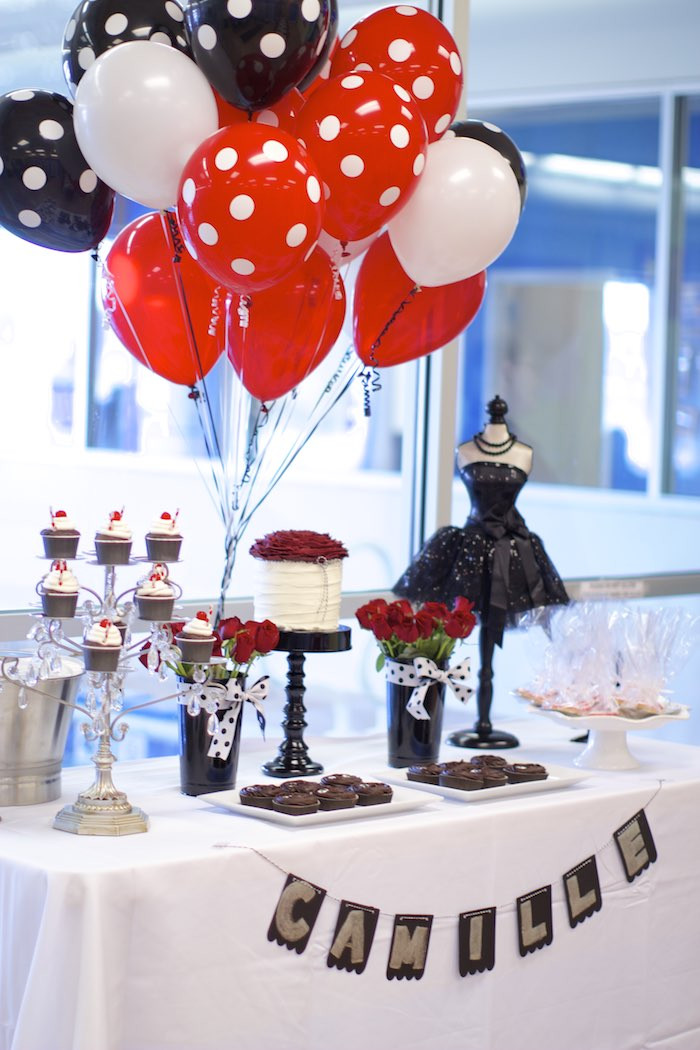 Black And White Birthday Party Decorations
 Kara s Party Ideas Black White Red Elegant Birthday Party