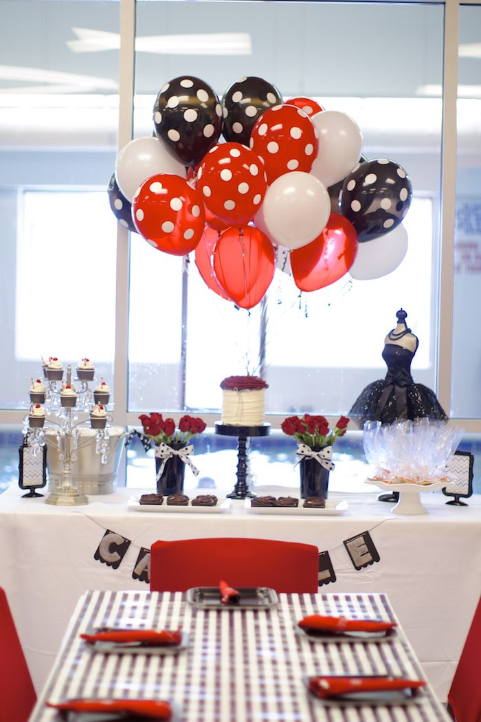 Black And White Birthday Party Decorations
 Kara s Party Ideas Black White Red Elegant Birthday Party