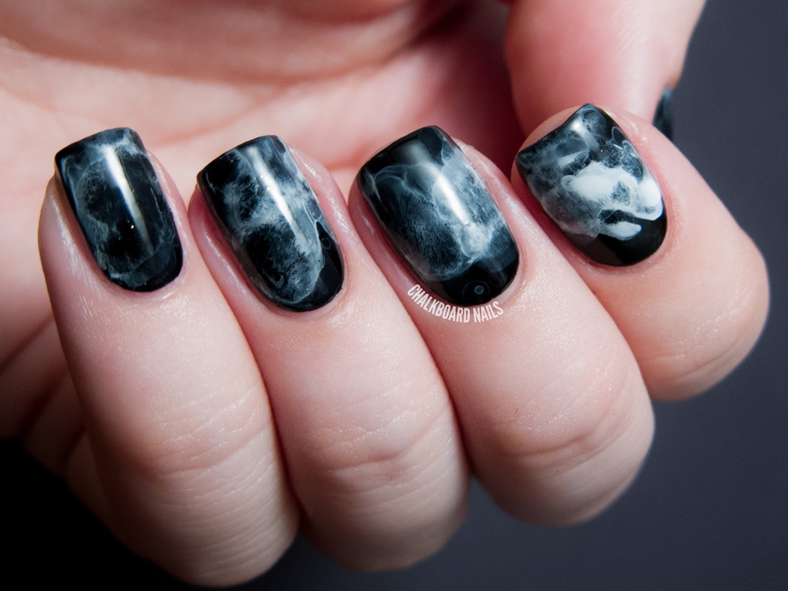 Black And White Nail Art Design
 31DC2013 Day 07 Black and White Midnight Smoke Nail Art