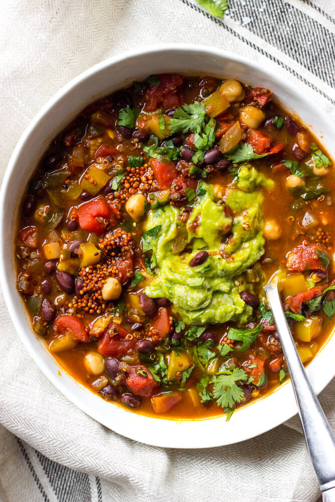 Black Bean Quinoa Chili
 Black Bean and Veggie Chili with Quinoa Little Broken