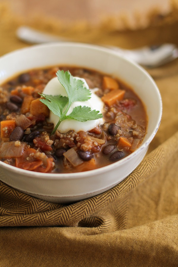 Black Bean Quinoa Chili
 Sweet Potato Black Bean and Quinoa Chili