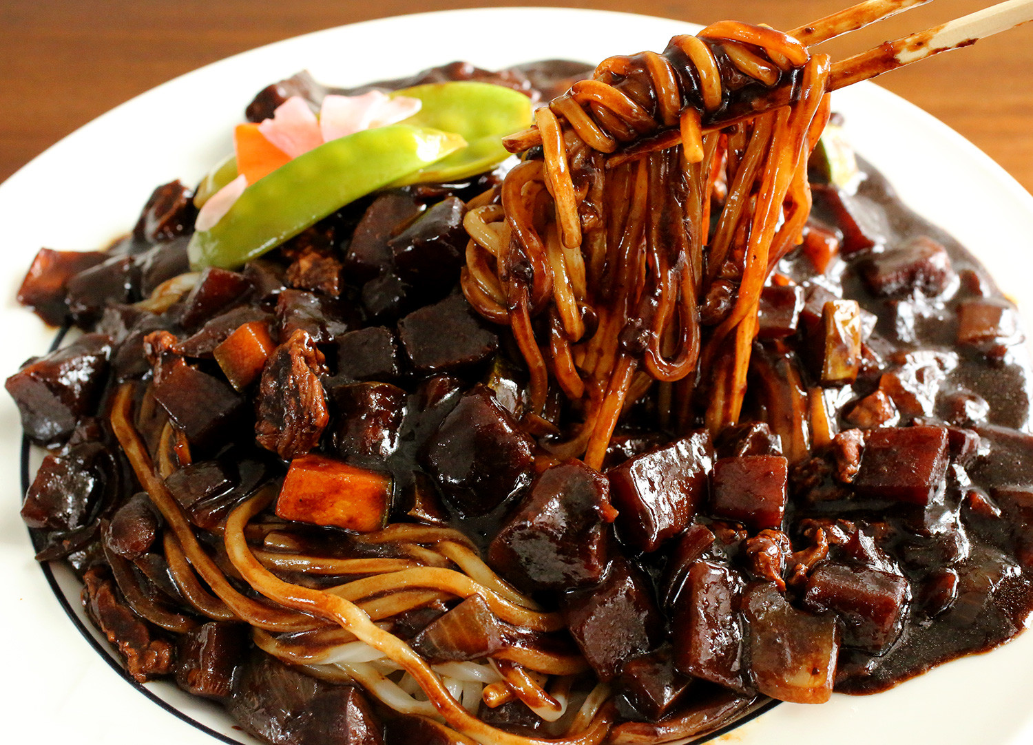 Black Bean Sauce Noodles
 Korean food photo Jjajangmyeon noodles in black bean