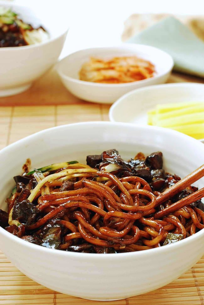 Black Bean Sauce Noodles
 Jajangmyeon Noodles in Black Bean Sauce Korean Bapsang