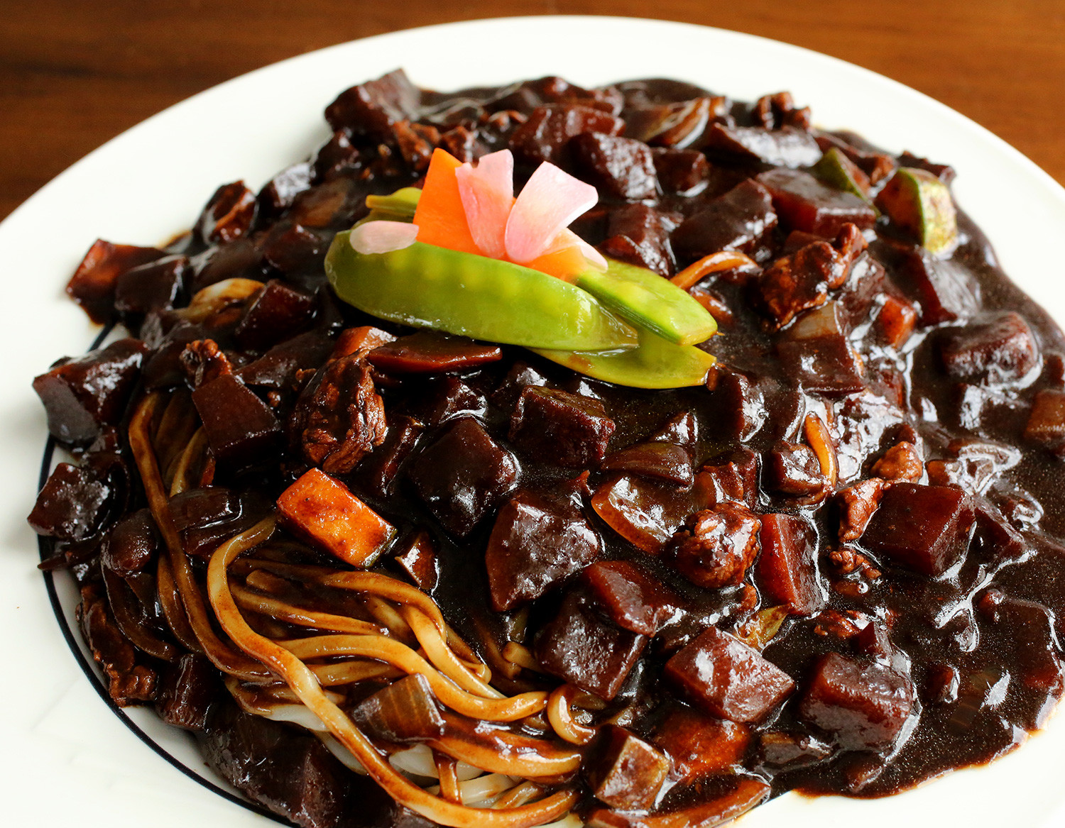 Black Bean Sauce Noodles
 Korean food photo Jjajangmyeon noodles in black bean