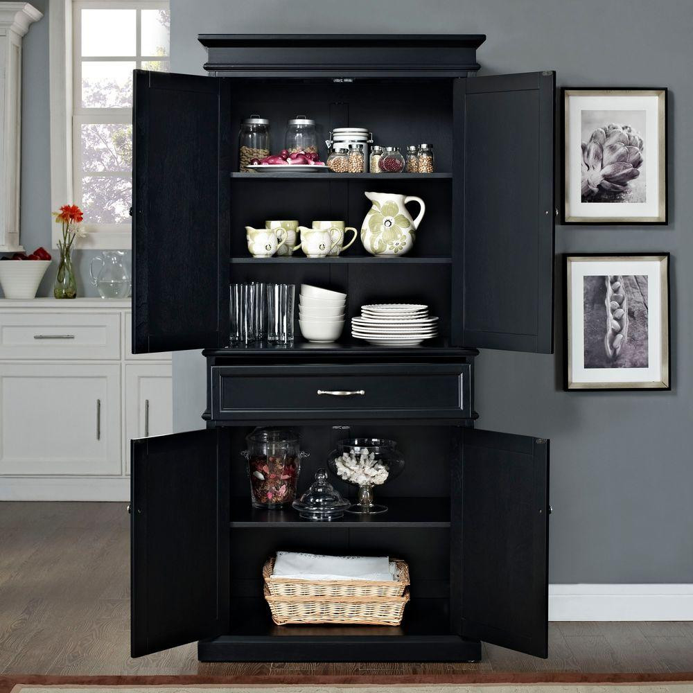 Black Kitchen Pantry Storage
 Crosley Parsons Black Storage Cabinet CF3100 BK The Home