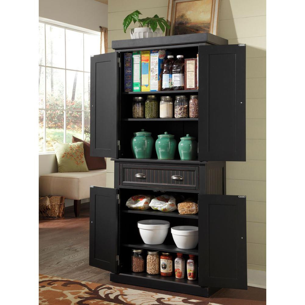 Black Kitchen Pantry Storage
 Home Styles Nantucket Distressed Black Food Pantry 5033 69