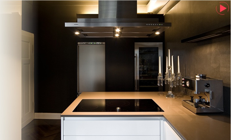 Black Kitchen Walls
 Maison Grace Dramatic Black Walls in a Small Kitchen