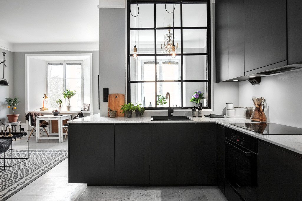 Black Kitchen Walls
 decordots Grey walls and a steel framed indoor window