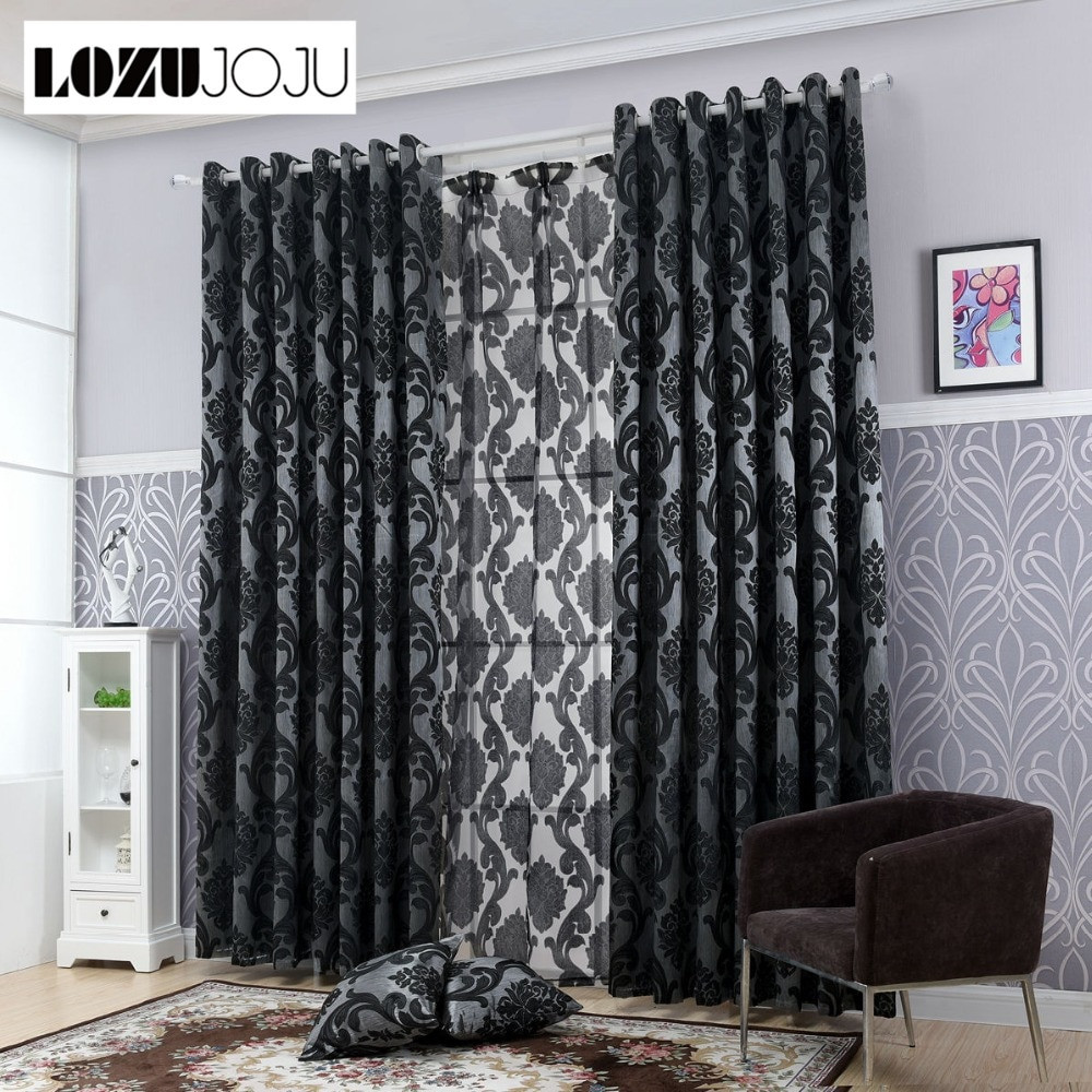 Black Living Room Curtains
 LOZUJOJU Geometry curtains for living room curtain fabrics