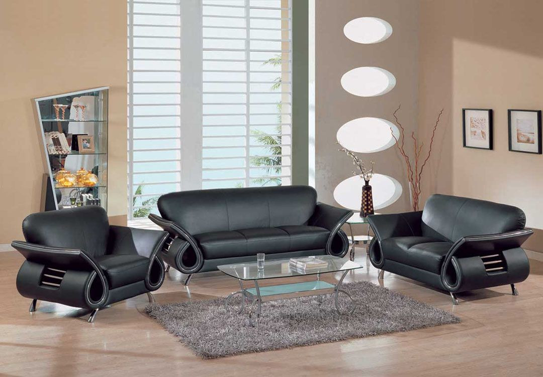 Black Sofa Living Room Ideas
 Contemporary Dual Colored or Black Leather Sofa Set w