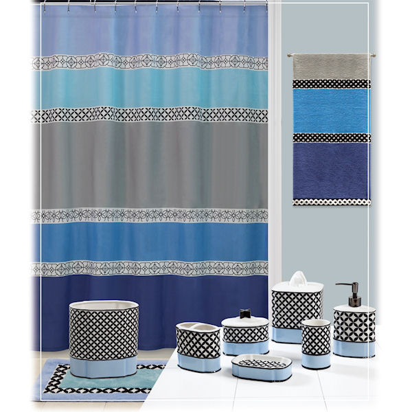 Blue And Gray Bathroom Decor
 Madrid Blue Gray Shower Curtain & Bath Accessories by