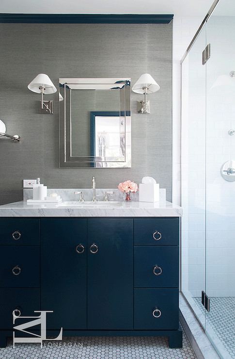 Blue And Gray Bathroom Decor
 Navy Blue and Gray Bathrooms Contemporary Bathroom