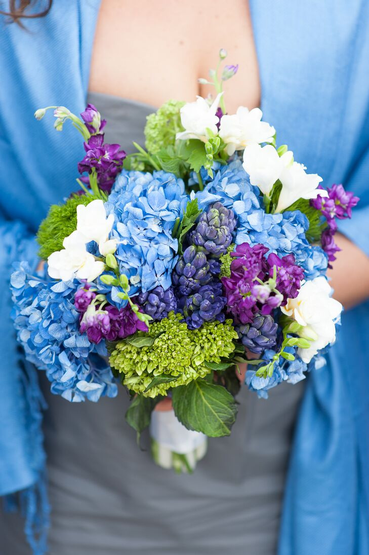 Blue And Purple Wedding Flowers
 Blue Purple and White Bridesmaid Bouquet