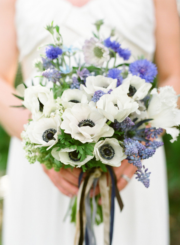 Blue And Purple Wedding Flowers
 identification Which flowers are there in this white