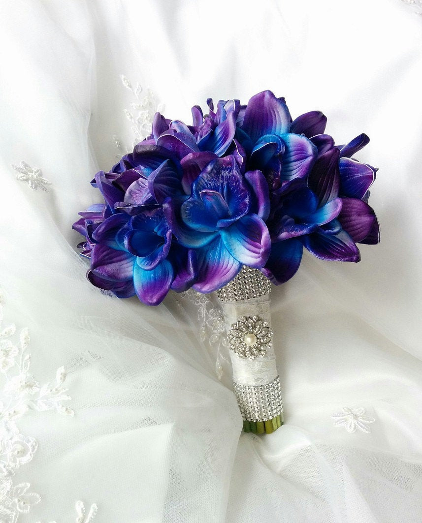 Blue And Purple Wedding Flowers
 Wedding Natural Touch Blue Purple dendrobium orchids Wedding