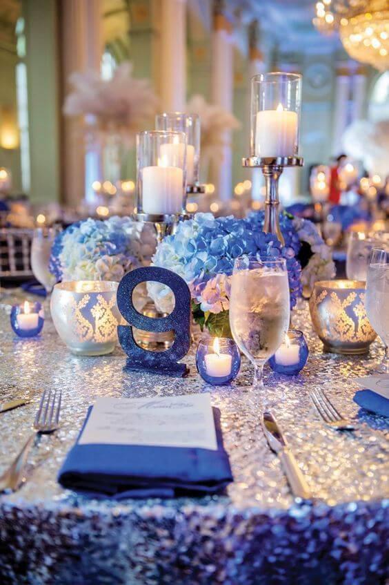 Blue And Silver Wedding Decorations
 Bright Royal Blue and Metallic Silver Winter Wedding Color