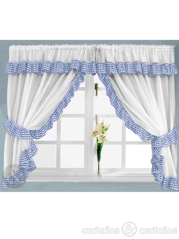 Blue And White Kitchen Curtains
 Gingham Check Blue & White Kitchen Curtain