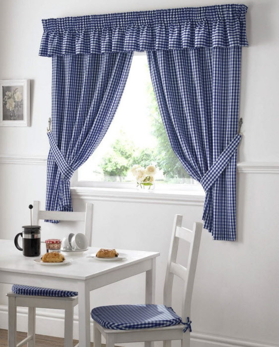 Blue And White Kitchen Curtains
 Gingham Check Kitchen Window Curtains Blue And White