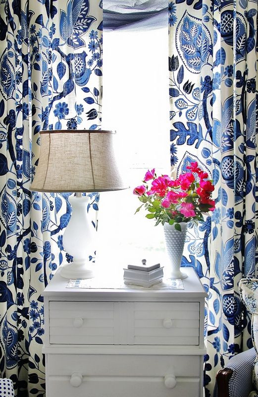 Blue And White Kitchen Curtains
 Thistlewood Farms Home Tour in 2020