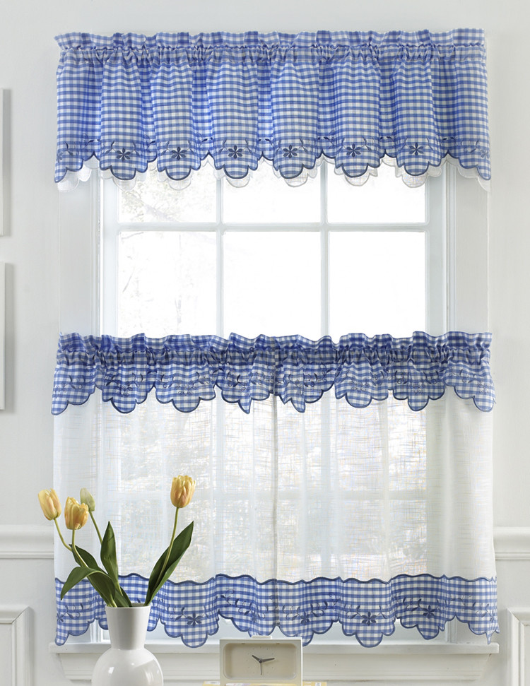 Blue And White Kitchen Curtains
 Provence Kitchen Curtains Blue Lorraine Sheer