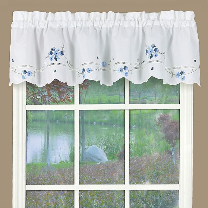 Blue And White Kitchen Curtains
 Buy Christine Kitchen Window Valance in White Blue from