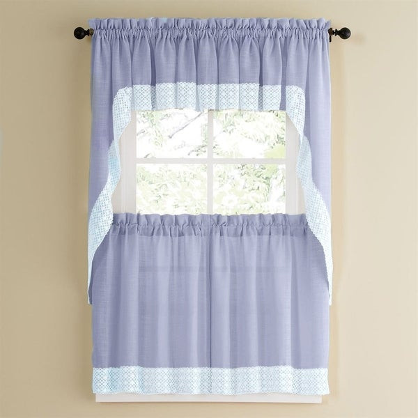 Blue And White Kitchen Curtains
 Shop Blue Country Style Kitchen Curtains with White Daisy