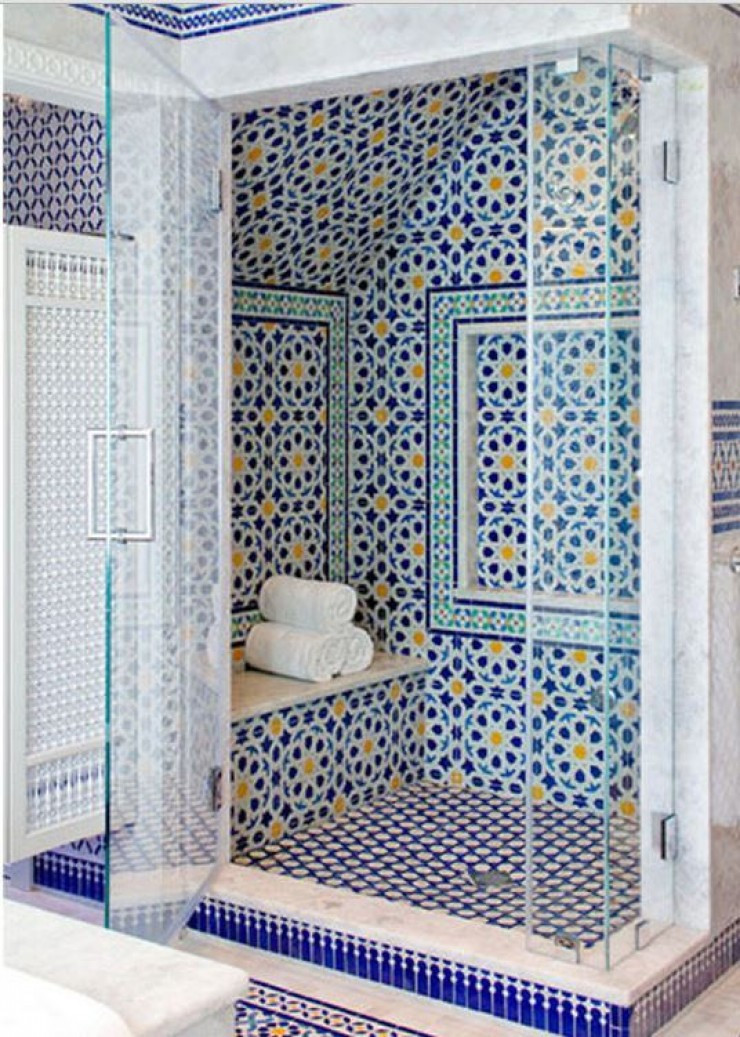 Blue Mosaic Bathroom Tiles
 Blue Moroccan Mosaic Tile Bathroom in Cape Cod