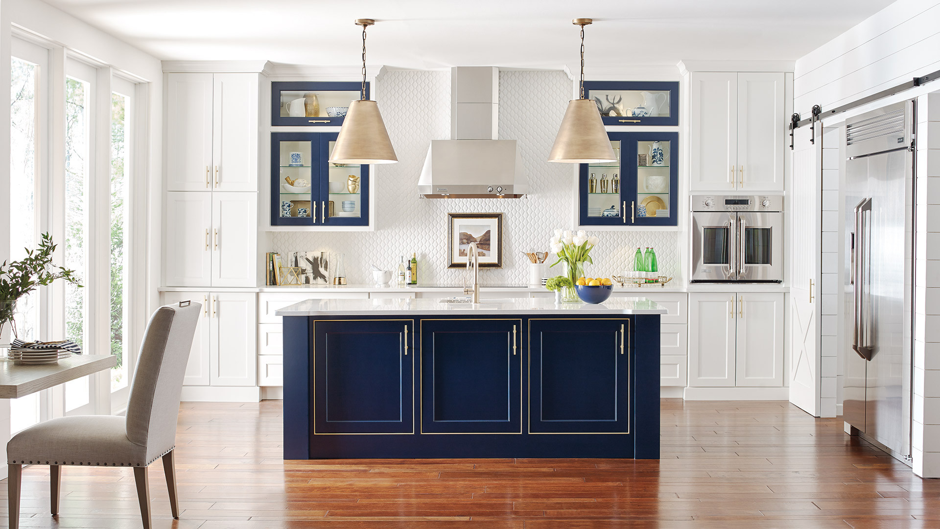 Blue White Kitchen
 White Kitchen with Custom Blue Kitchen Island Omega