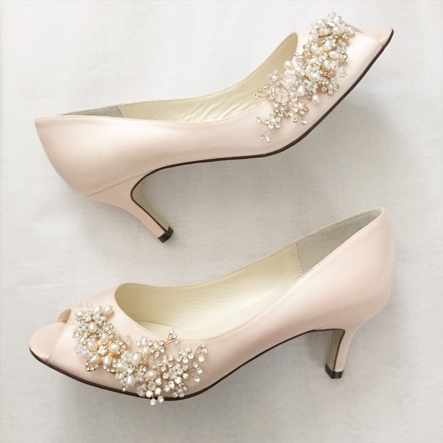 Blush Wedding Shoes
 Blush Gold Wedding Shoes with Pearl and Crystal Vine Flower