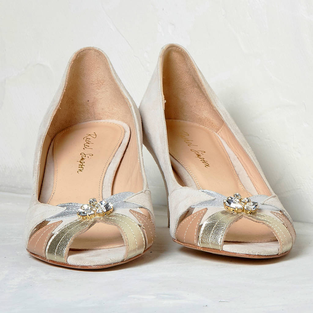 Blush Wedding Shoes
 evelyn blush ivory peep toe wedding shoes by rachel