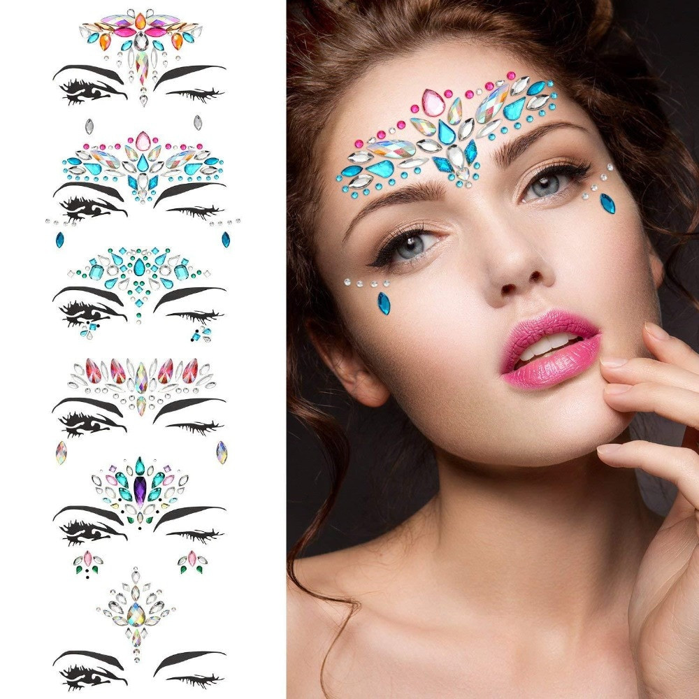 Body Jewelry Art
 BKLD Beauty Face Tattoos Eye Face Neck Paste Jewelry Fashion Body Art Decoration Diamond Shining