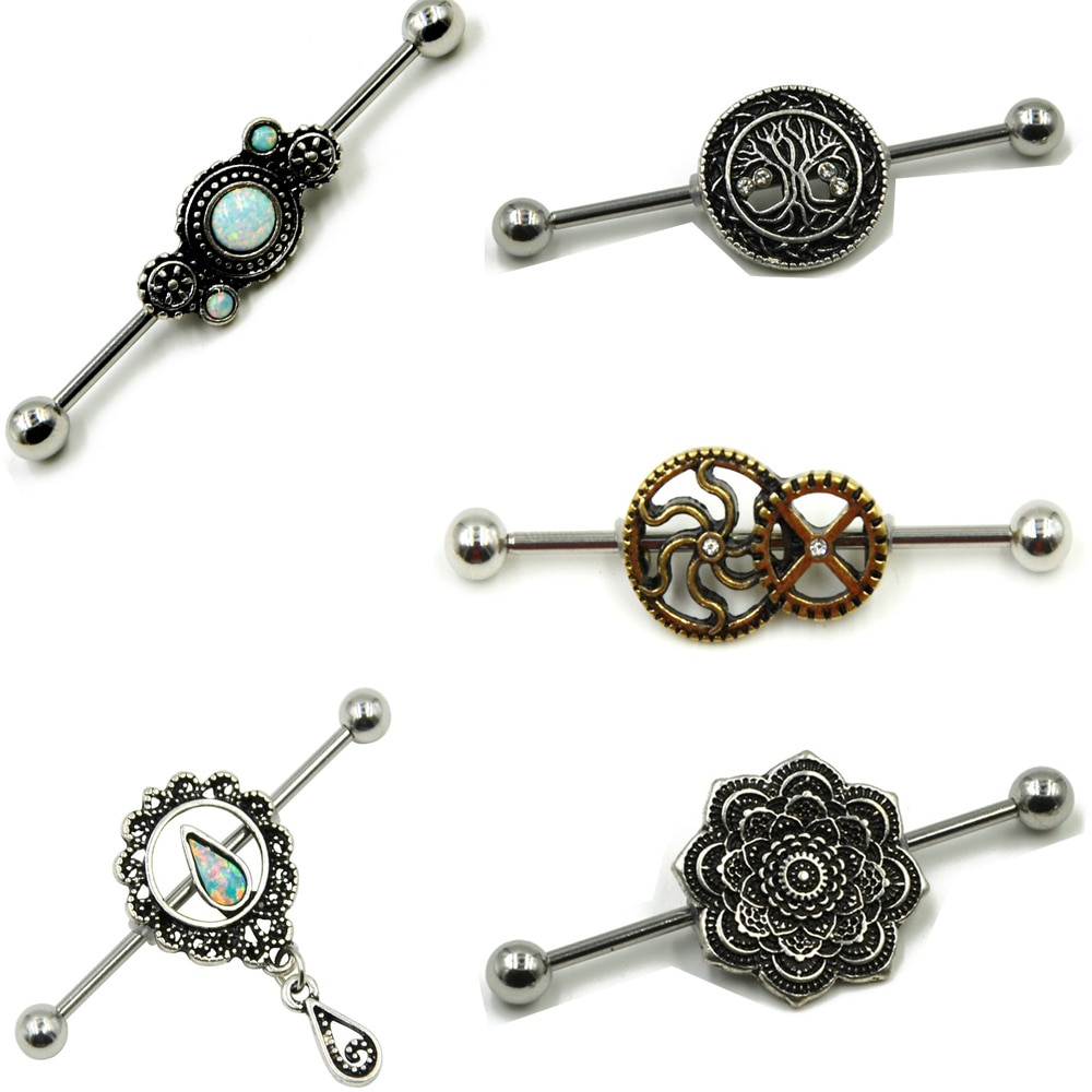 Body Jewelry Design
 Showlove 1 set Industrial Piercing Barbells Ear Studs