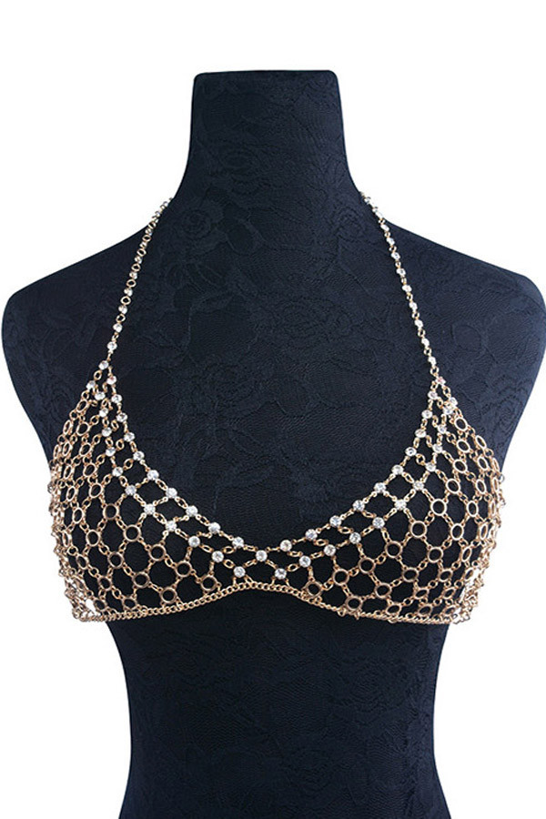 Body Jewelry Design
 Rhinestone Geometry Design y Chain Bra Body Jewelry