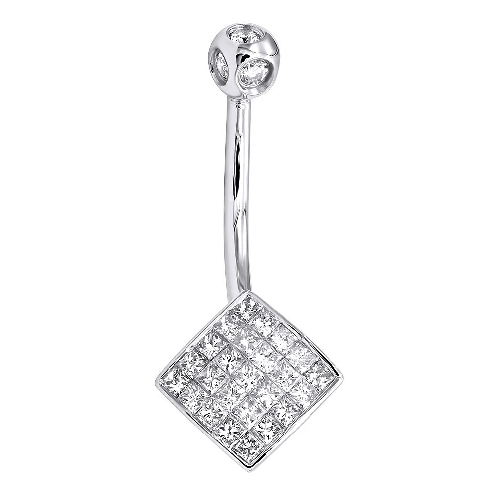 Body Jewelry Diamond
 Gold Body Jewelry Princess Cut Diamond Belly Button Ring