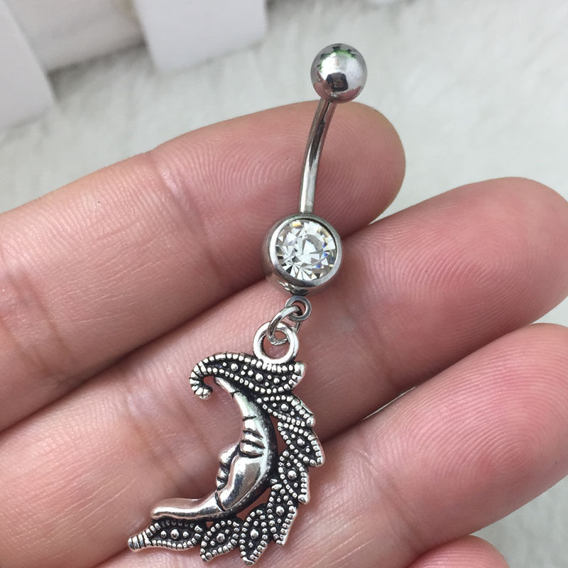 Body Jewelry Diamond
 NEW Body Jewelry Piercing 1pcs moon white Diamond Belly