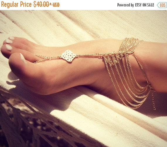Body Jewelry Foot
 Anniversary SALE KATY ANKLET gold chain foot anklet by LovMely