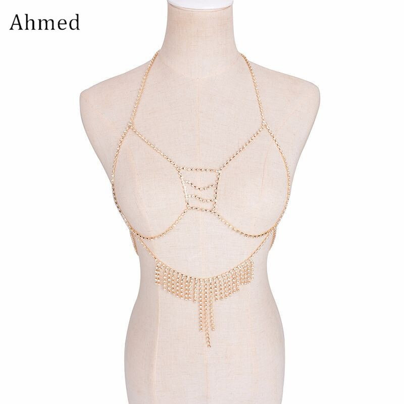 Body Jewelry Unique
 Ahmed Fashion y Women Full Rhinestone Tassel Body