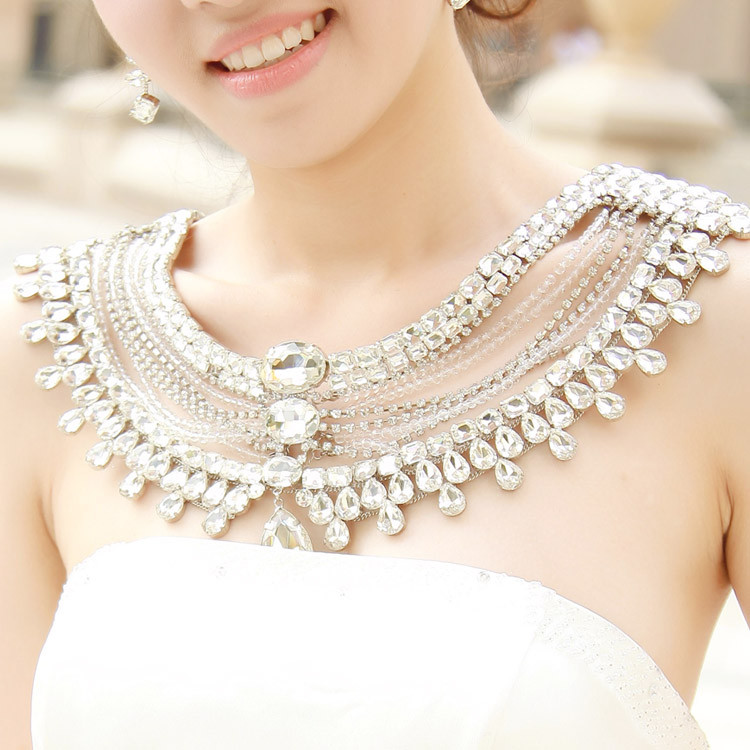Body Necklace Jewelry
 Wedding vintage jewelry women long crystal necklace chain