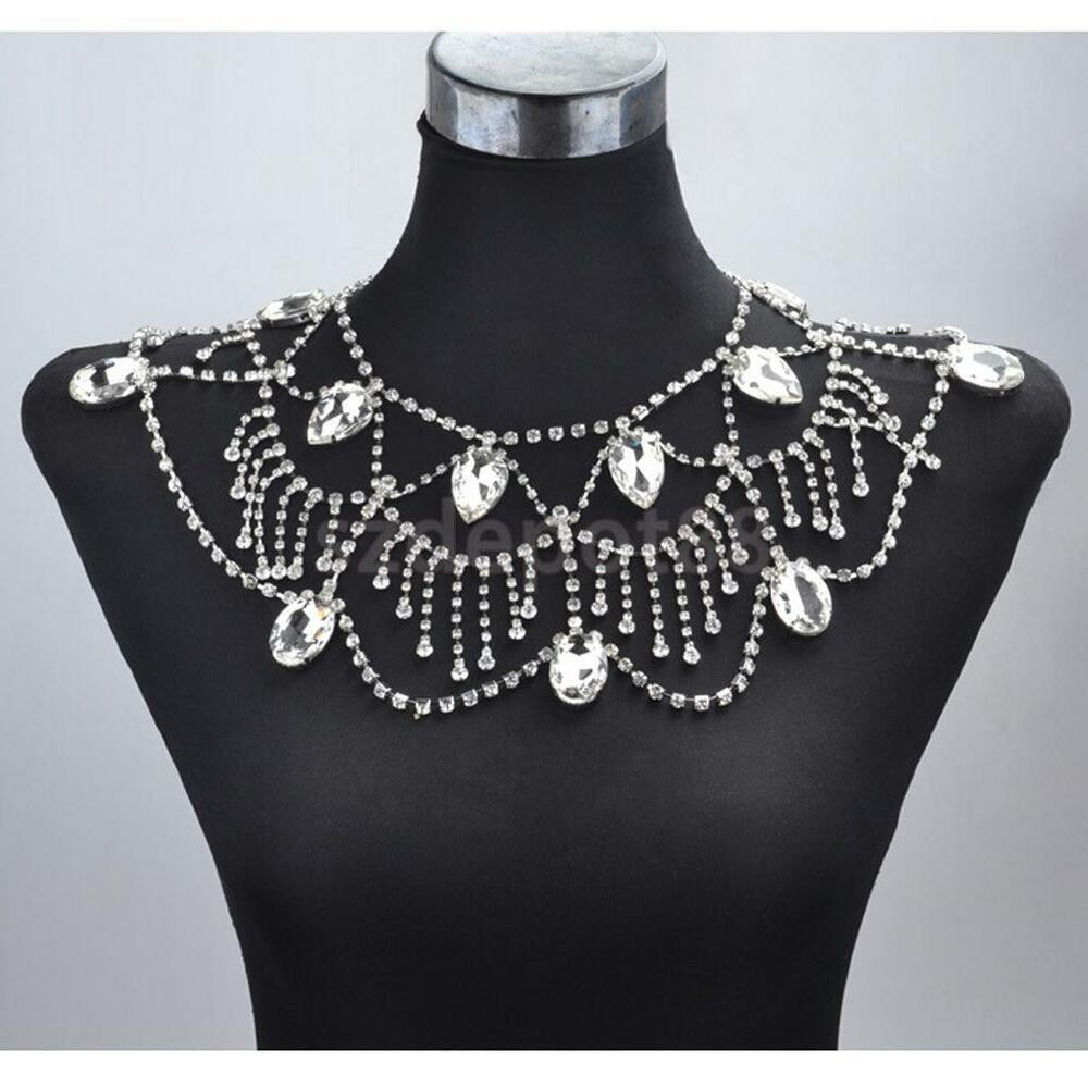Body Necklace Jewelry
 Wedding Bridal Party Crystal Shoulder Body Chain Necklace