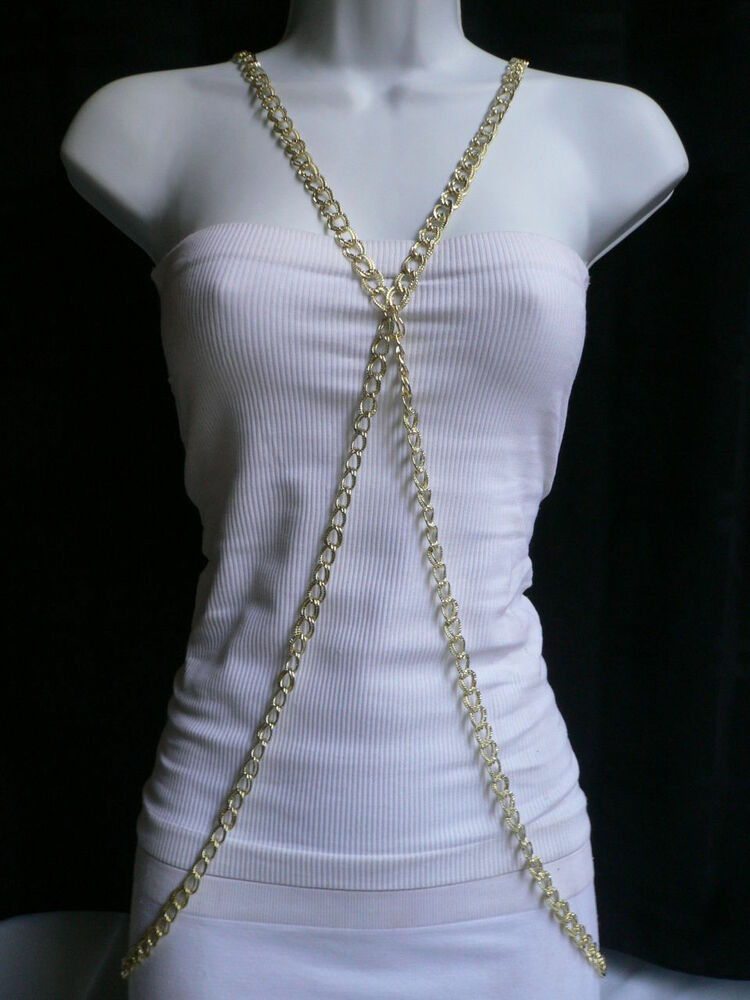 Body Necklace Jewelry
 NEW WOMEN FASHION LONG NECKLACE GOLD METAL BODY CHAINS