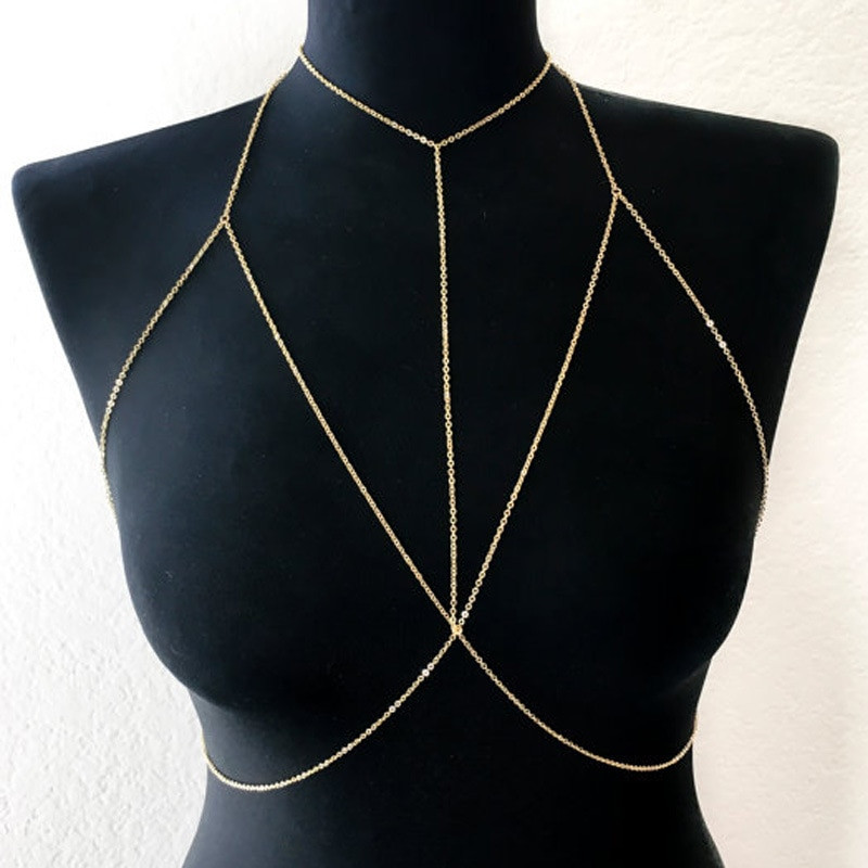 Body Necklace Jewelry
 Women Gold Silver Color Body Jewelry Unique Flash Shiny