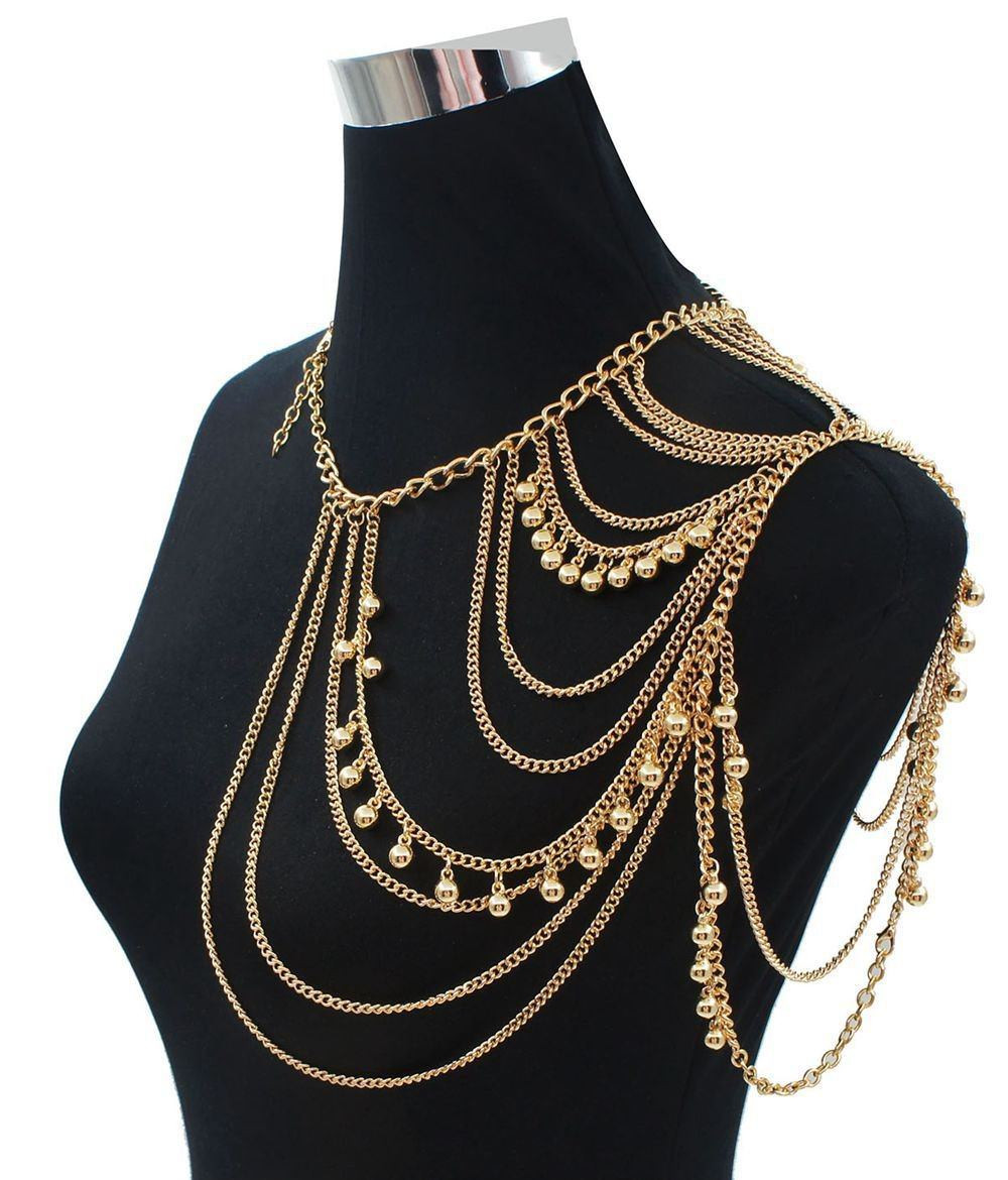 Body Necklace Jewelry
 e Shoulder Multiple Layered Body Chain Necklace