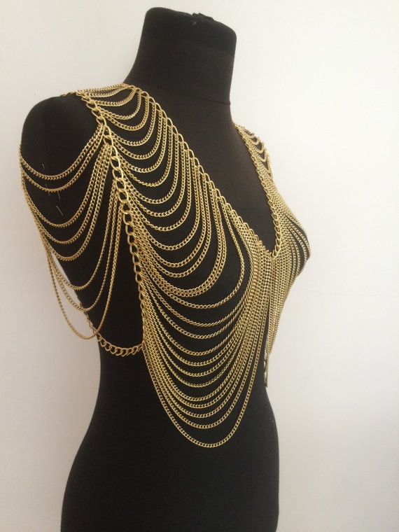 Body Necklace Jewelry
 Aliexpress Buy gold body chain gold vest chain