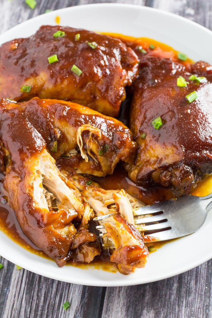 Bone In Chicken Thighs Slow Cooker
 BEST Crockpot BBQ Chicken Thighs Ever • Dishing Delish