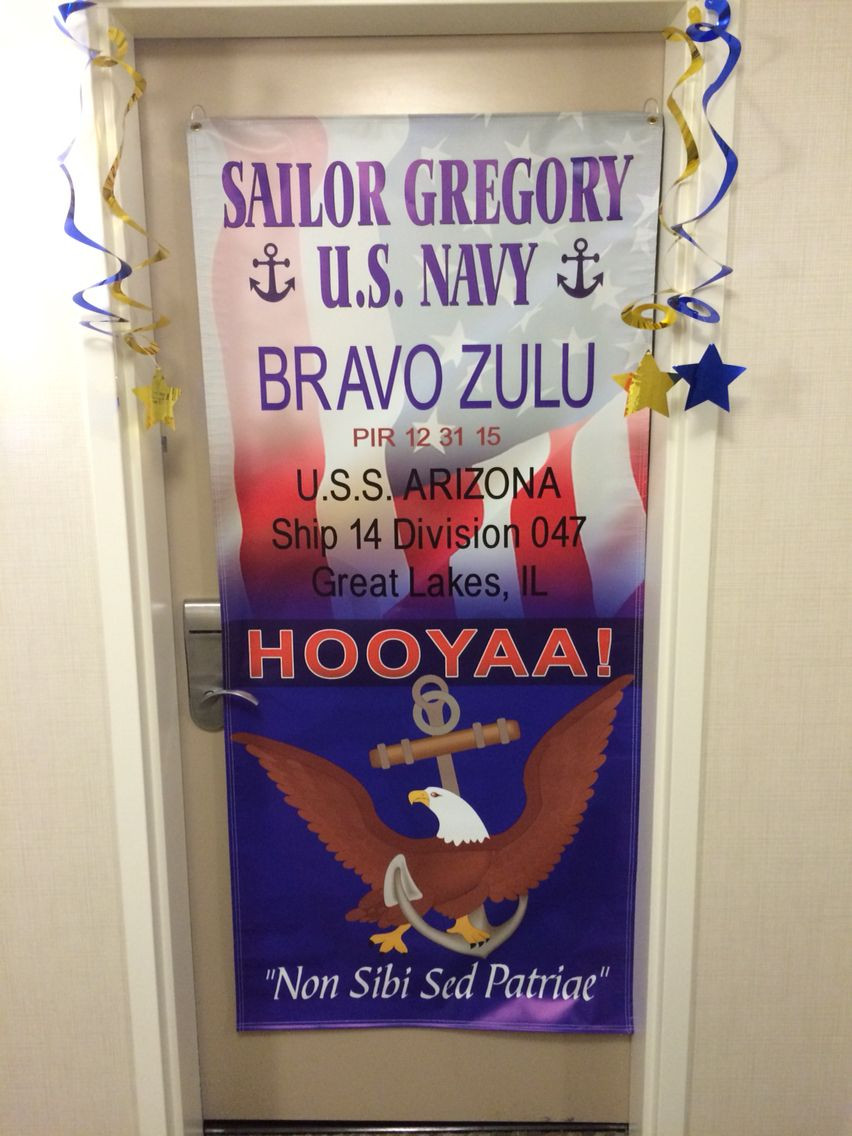 Boot Camp Graduation Gift Ideas
 Hotel door decoration for Navy Boot camp graduation
